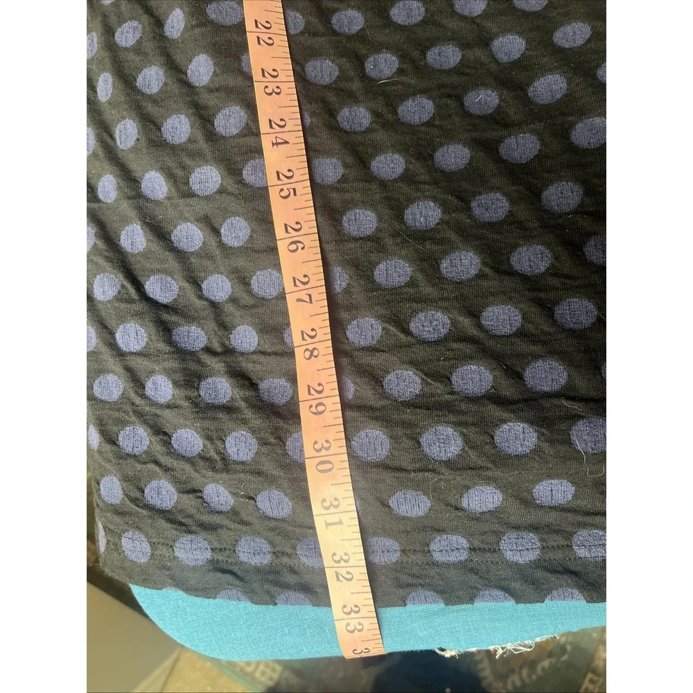 Komil Cowl Neck Tunic Top Womens M Black Blue Polka Dot Artsy Boho Lagenlook